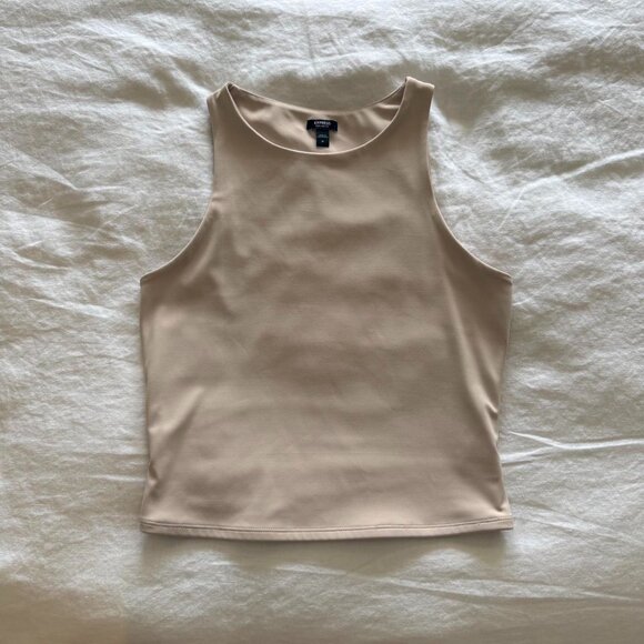 Express Tops - Express Tan Body Contour High Compression Crop Top Size Medium